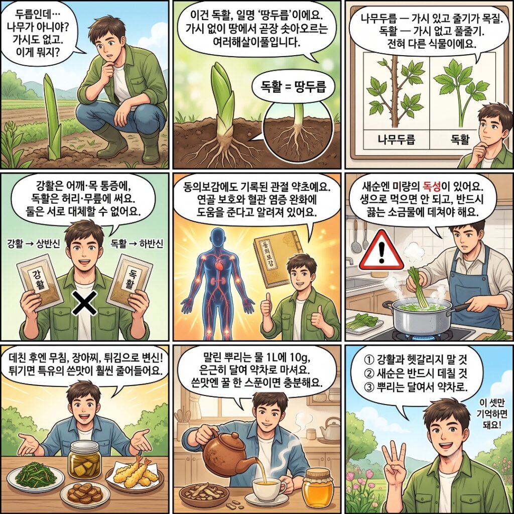 독활(땅두릅)의 효능에 대한 웹툰