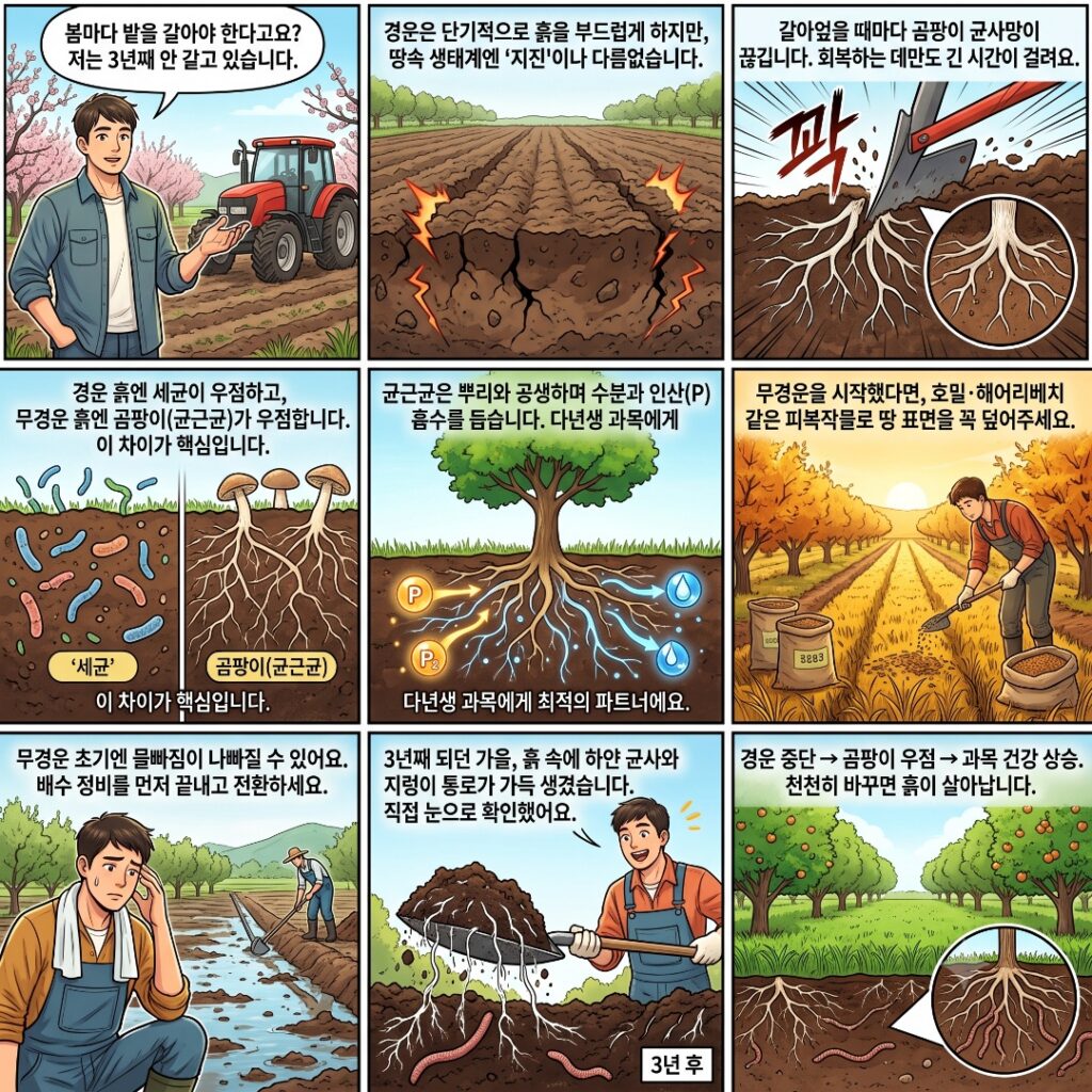 무경운 토양의 변화를 보여주는 웹툰