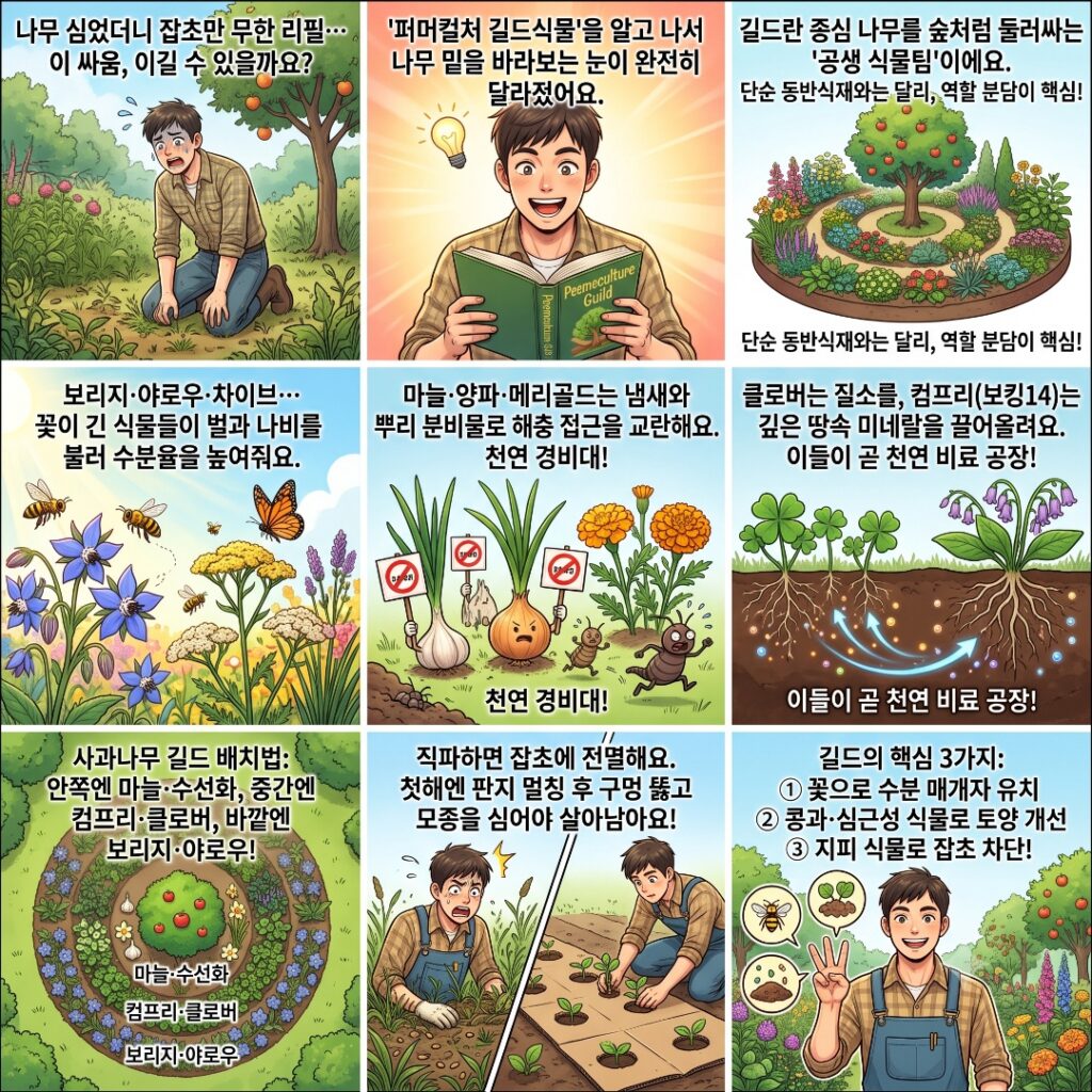 사과나무길드에 대해 설명하는 웹툰