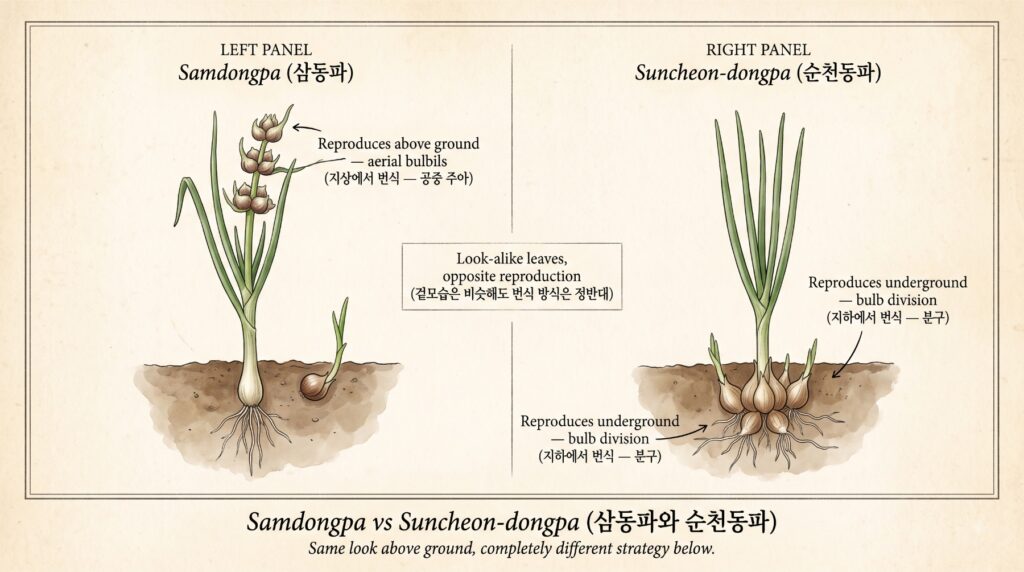 삼동파와 순천동파의 생리를 비교하는 도감