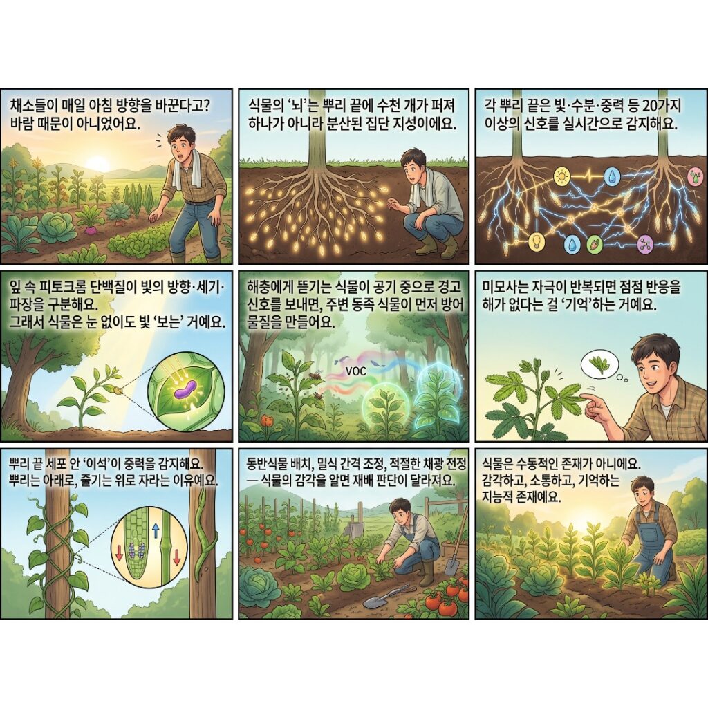 식물의 감각에 대한 설명을 보여주는 웹툰