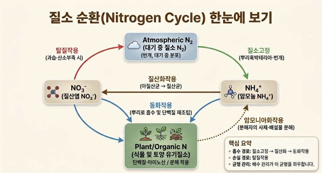 질소 순환 과정 다이어그램