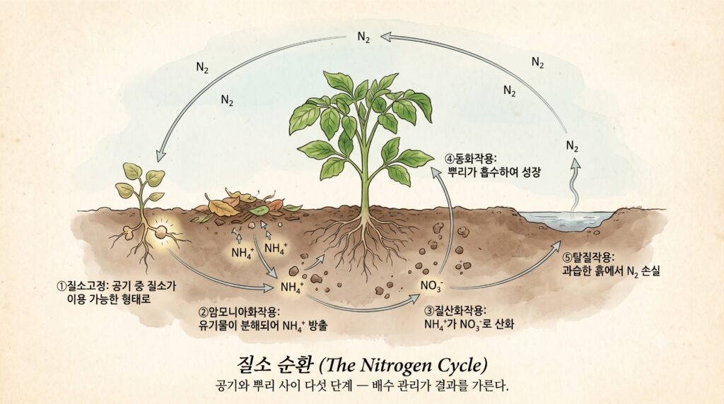질소순환의 각 단계를 설명하는 도감