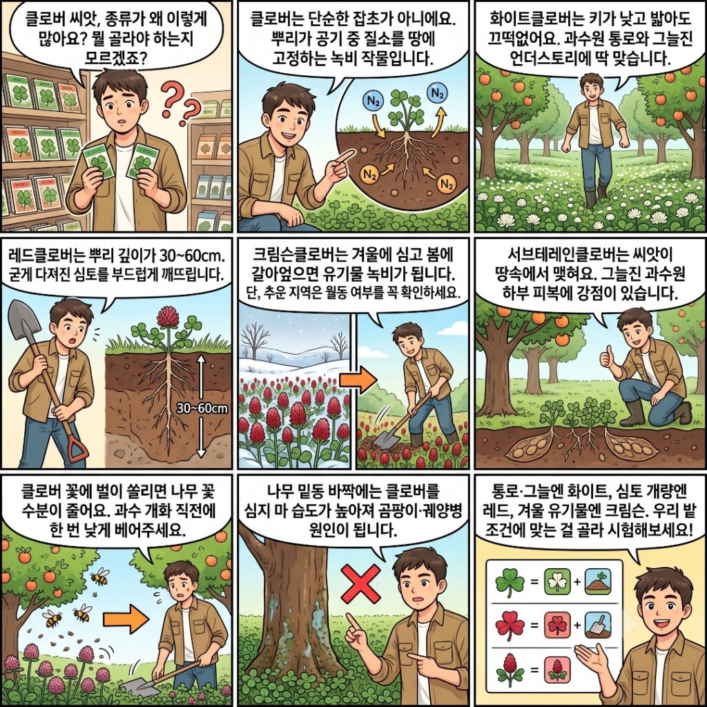클로버 종류 및 특징을 설명하는 웹툰