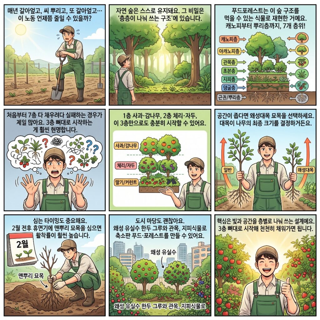 푸드 포레스트 다층구조를 보여주는 그림