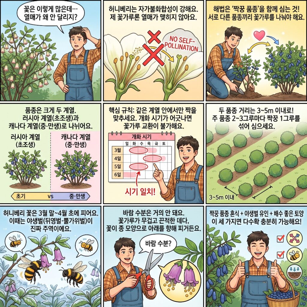 허니베리 교차수분의 특징을 설명하는 웹툰