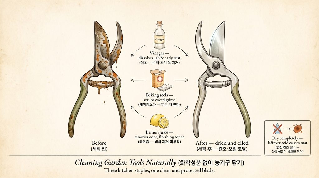 화학성분 없이 농기구 닦기에 관한 도감