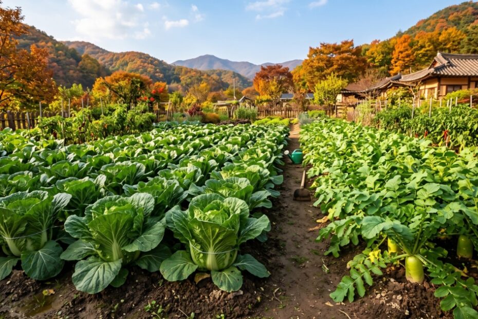가을 배추 무 키우기 텃밭 이랑 전경