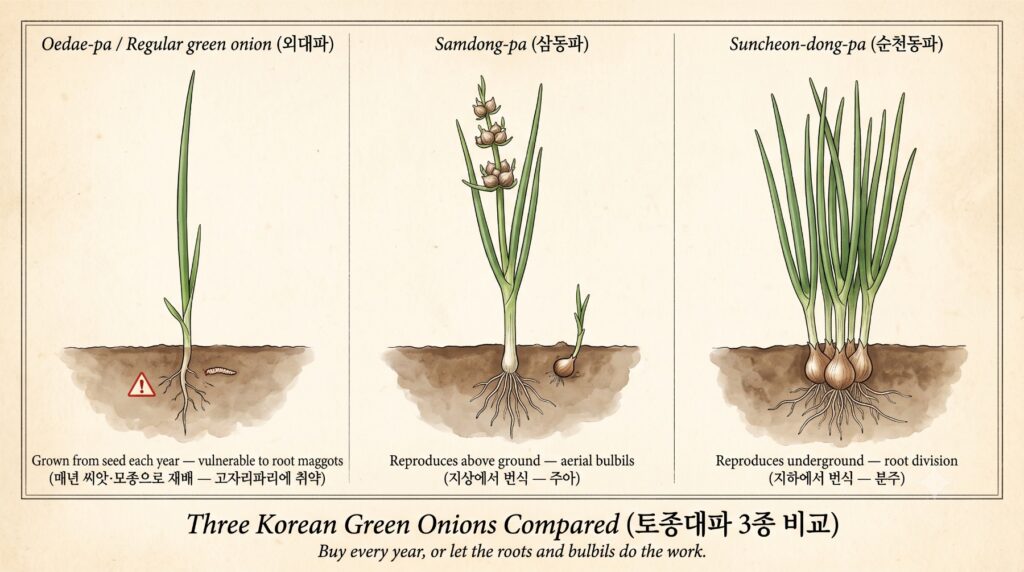 토종대파 3종을 한눈에 비교해볼 수 있는 도감