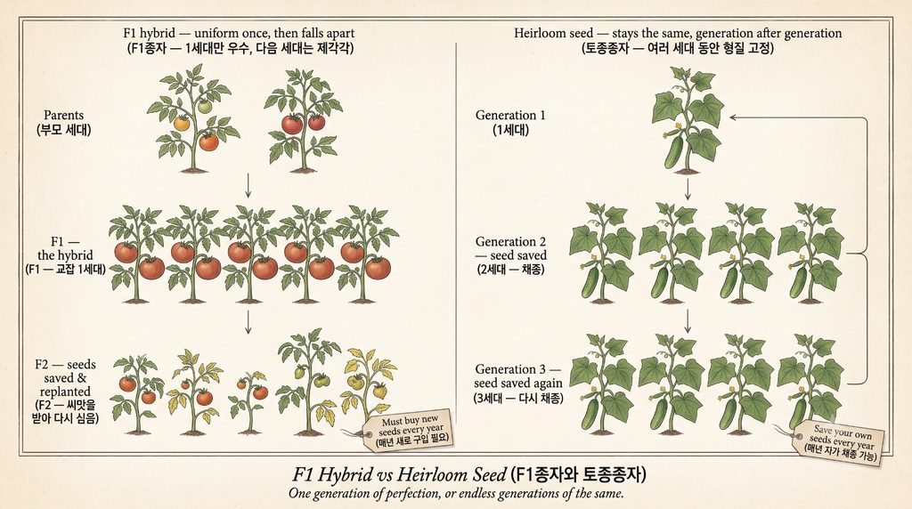 토종종자와 F1종자의 차이를 보여주는 도감