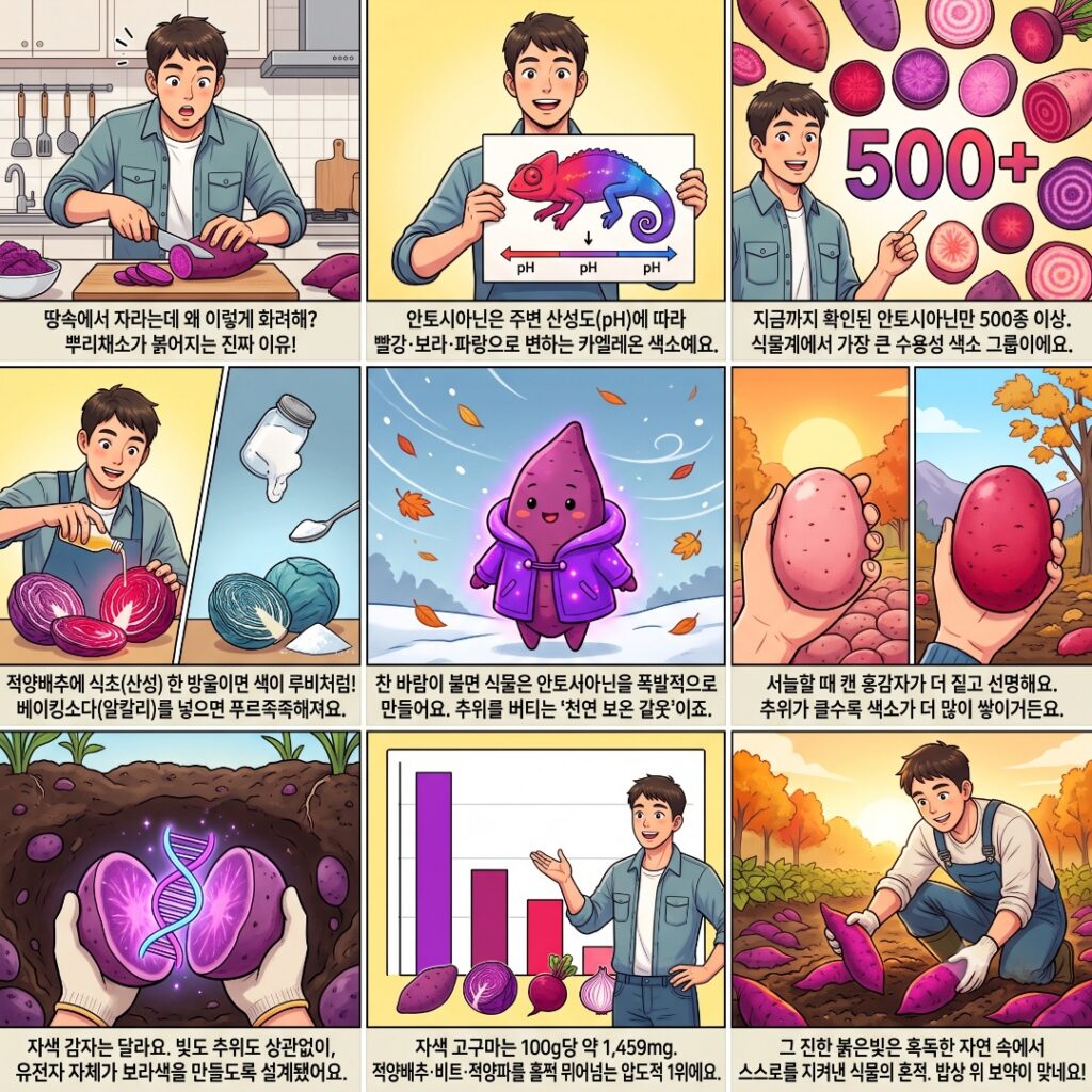 안토시아닌이 함유된 채소들과 그 특징에 관한 웹툰